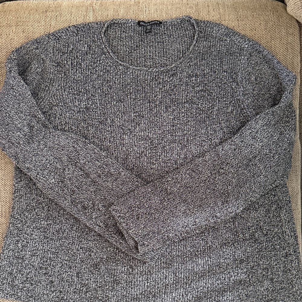 Eileen Fisher Marled Gray Scoop Neck Sweater